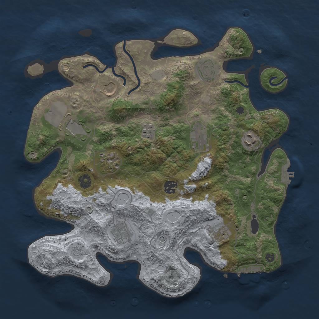 Rust Map: Procedural Map, Size: 3500, Seed: 1875039089, 19 Monuments