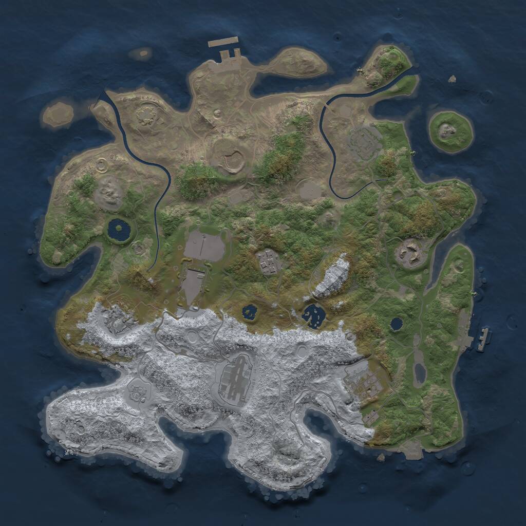 Rust Map: Procedural Map, Size: 3500, Seed: 1875039089, 14 Monuments