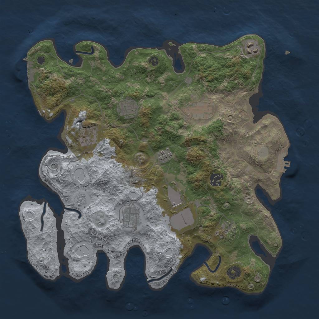 Rust Map: Procedural Map, Size: 3500, Seed: 507271074, 18 Monuments