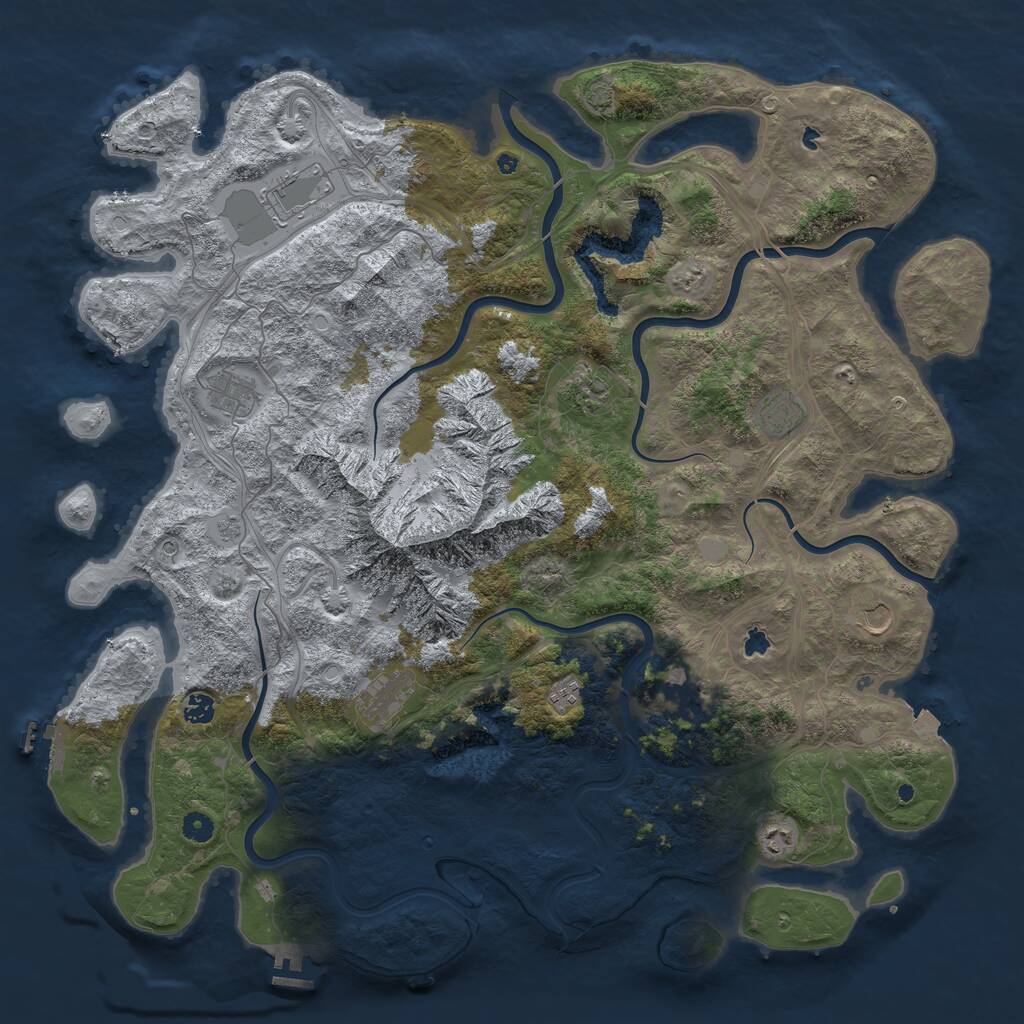 Rust Map: Procedural Map, Size: 5000, Seed: 20241, 16 Monuments
