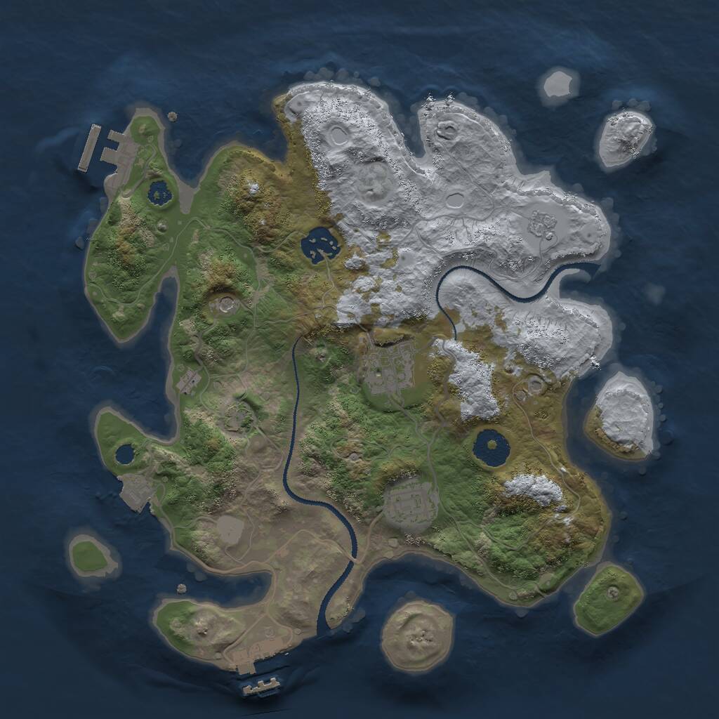 Rust Map: Procedural Map, Size: 3000, Seed: 2041284821, 9 Monuments