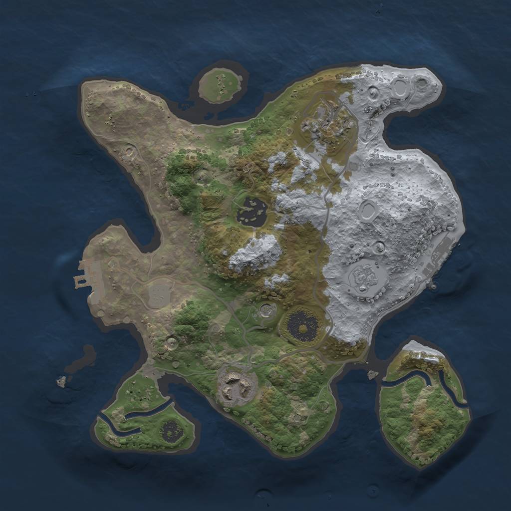Rust Map: Procedural Map, Size: 2500, Seed: 25151, 12 Monuments