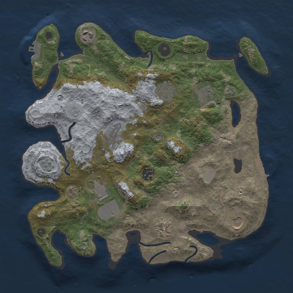 Rust Map: Procedural Map, Size: 3500, Seed: 630937475, 18 Monuments