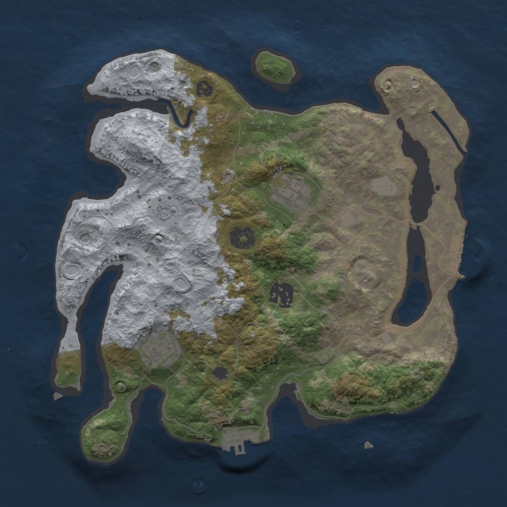 Rust Map: Procedural Map, Size: 3000, Seed: 27662878, 12 Monuments