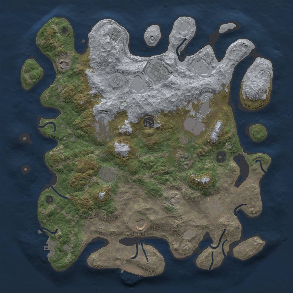 Rust Map: Procedural Map, Size: 3850, Seed: 103690387, 19 Monuments