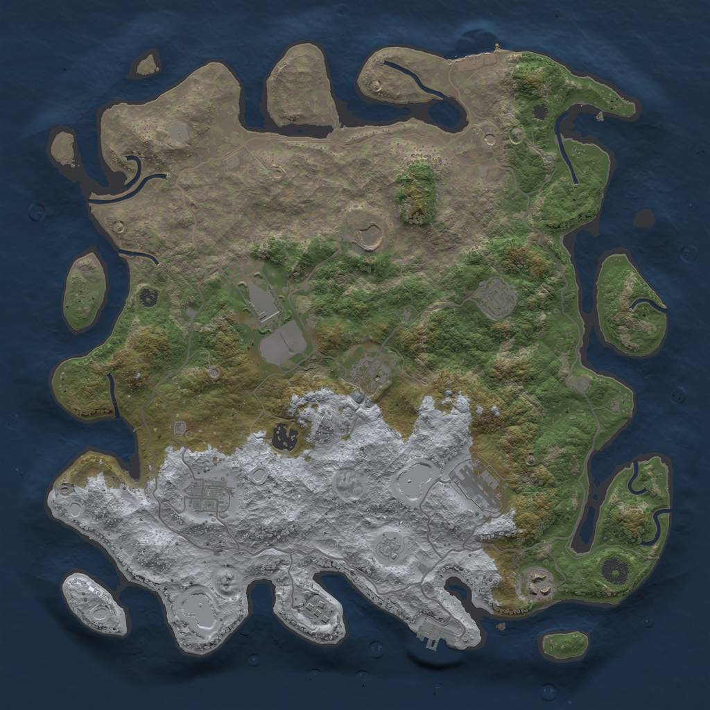 Rust Map: Procedural Map, Size: 4000, Seed: 1718365163, 16 Monuments