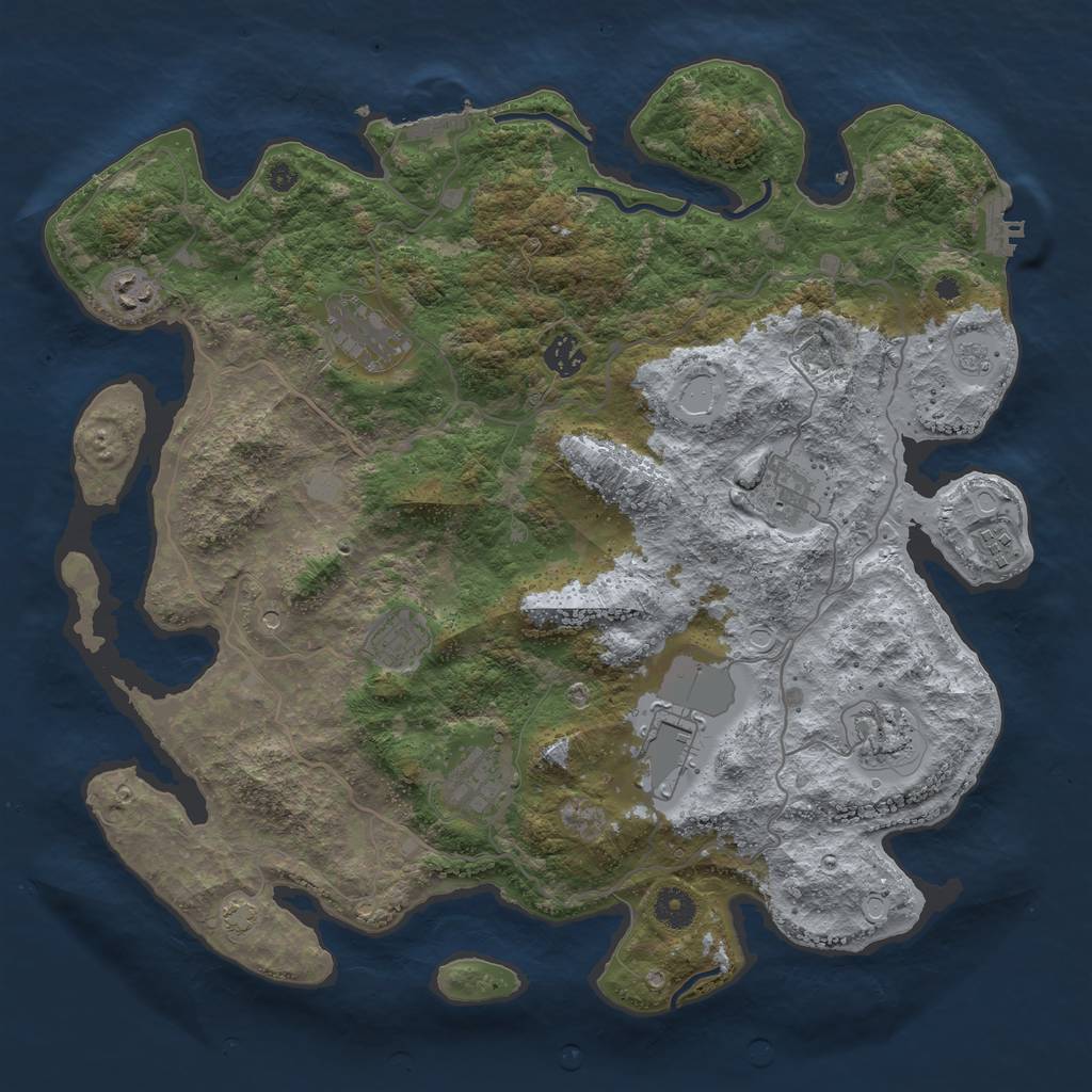 Rust Map: Procedural Map, Size: 4000, Seed: 9627, 16 Monuments