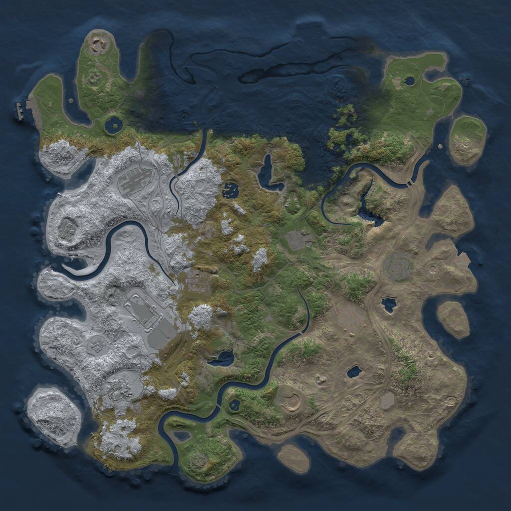 Rust Map: Procedural Map, Size: 4500, Seed: 46348280, 17 Monuments