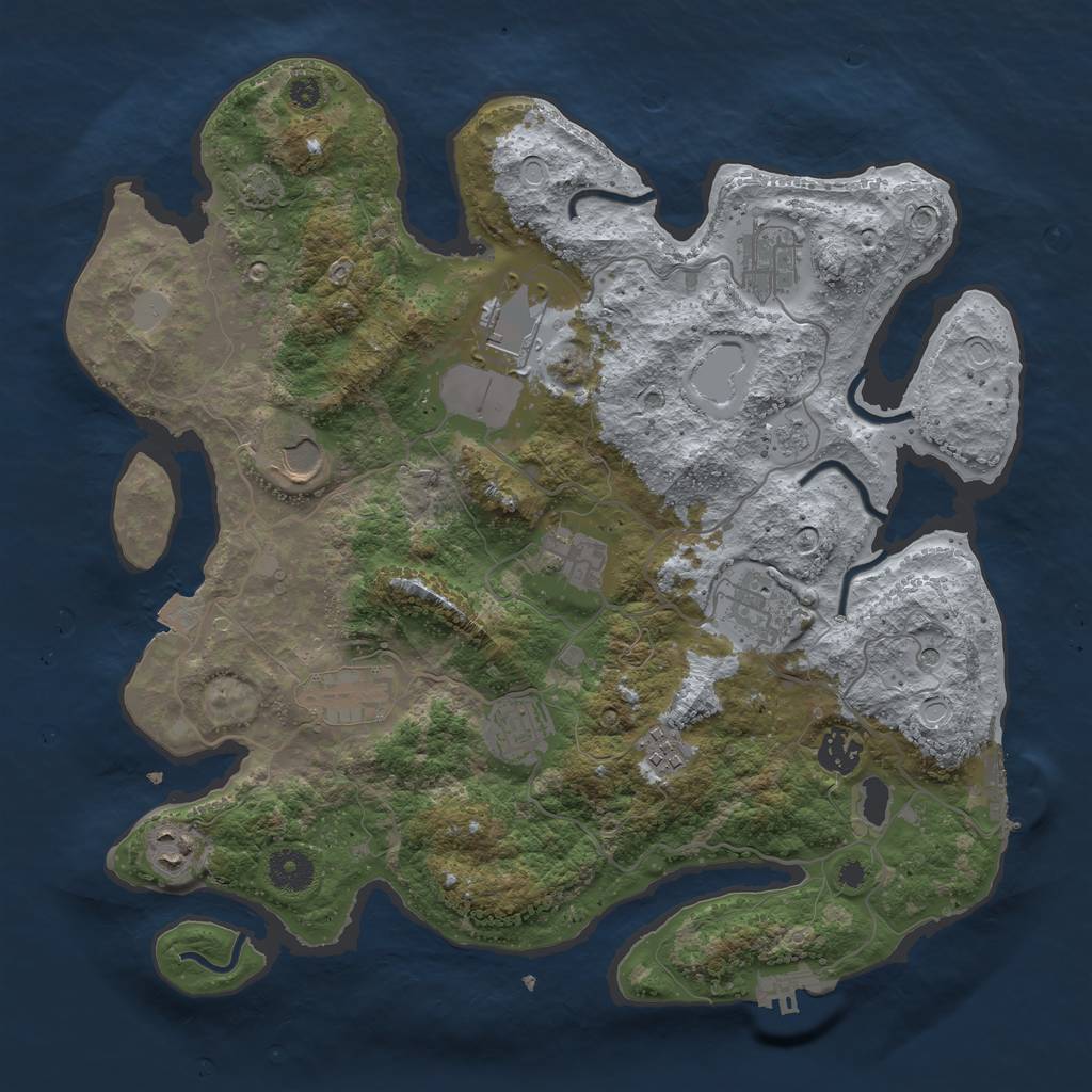 Rust Map: Procedural Map, Size: 3700, Seed: 208194589, 18 Monuments