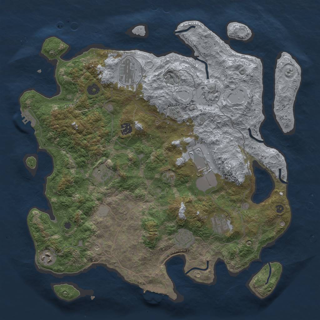 Rust Map: Procedural Map, Size: 4000, Seed: 2123715361, 18 Monuments