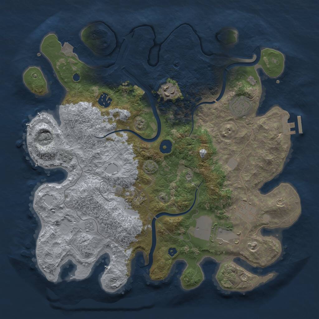 Rust Map: Procedural Map, Size: 3600, Seed: 70990, 12 Monuments