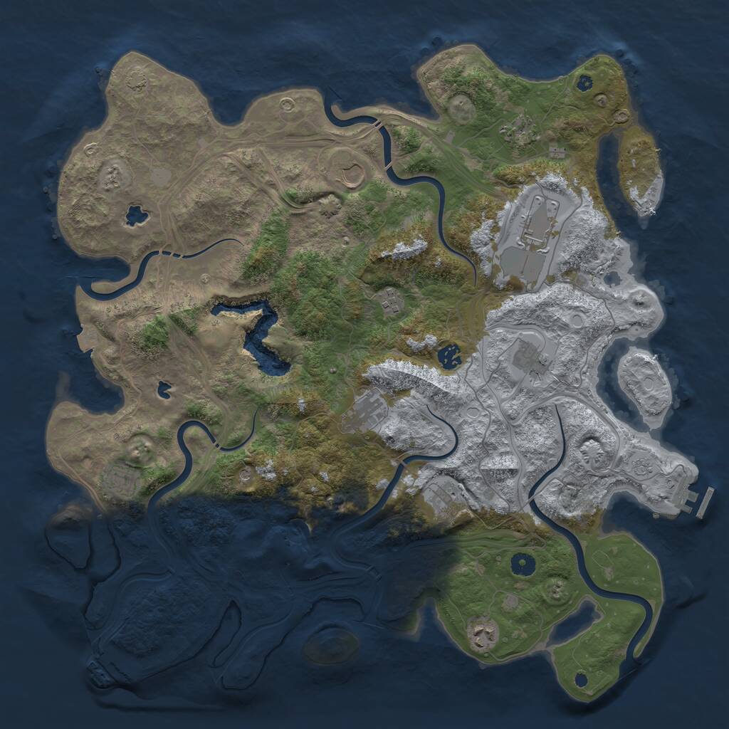 Rust Map: Procedural Map, Size: 4500, Seed: 887344039, 16 Monuments