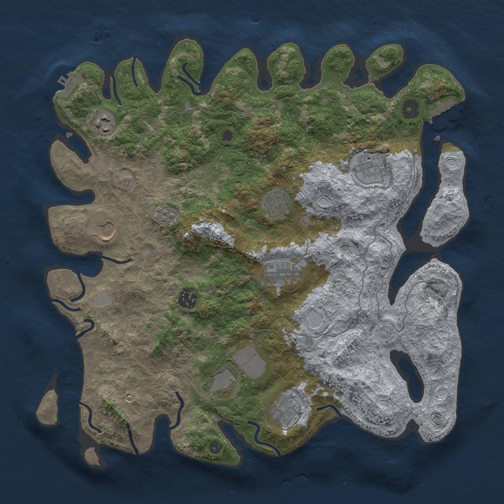 Rust Map: Procedural Map, Size: 4000, Seed: 312681140, 18 Monuments