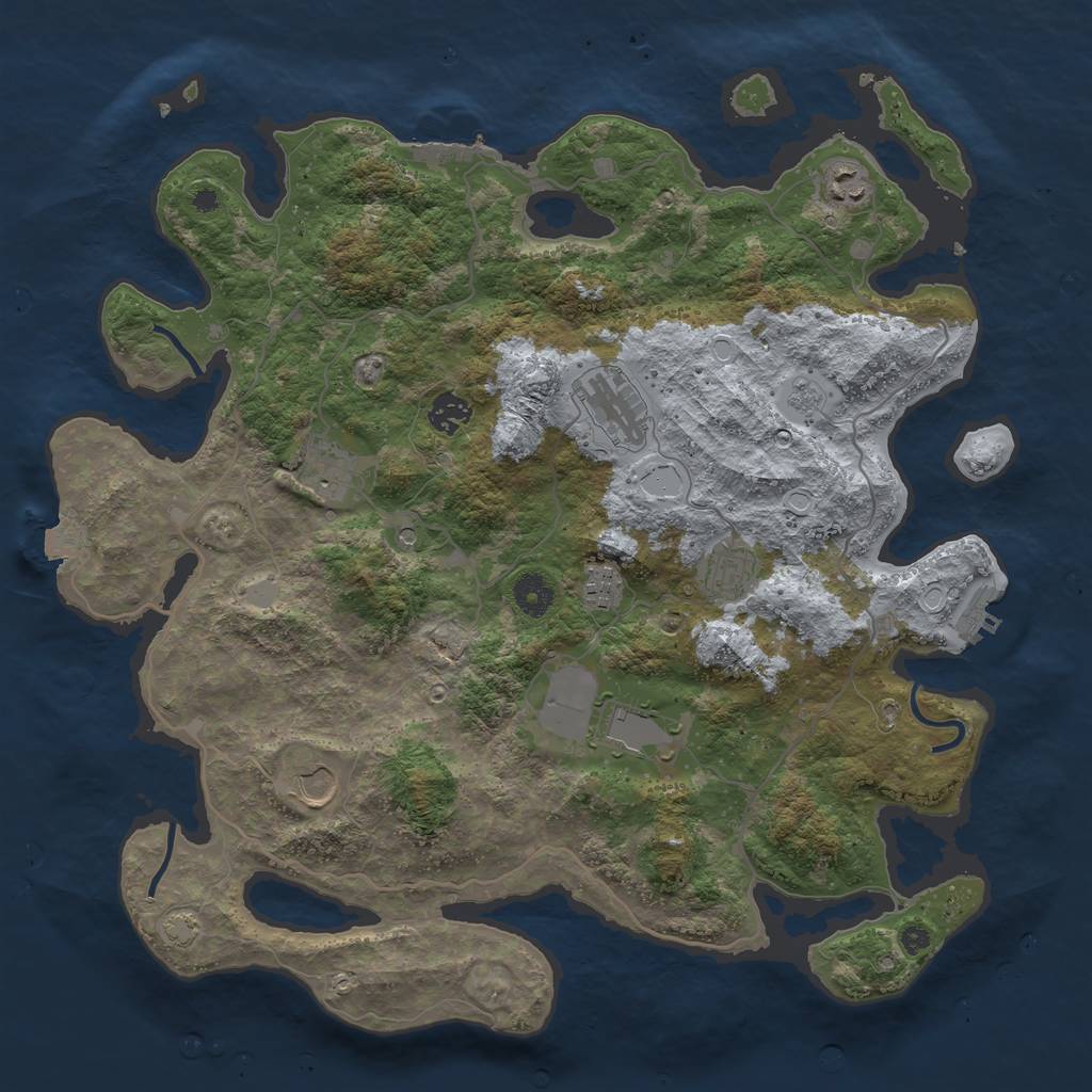 Rust Map: Procedural Map, Size: 4000, Seed: 1273239726, 16 Monuments