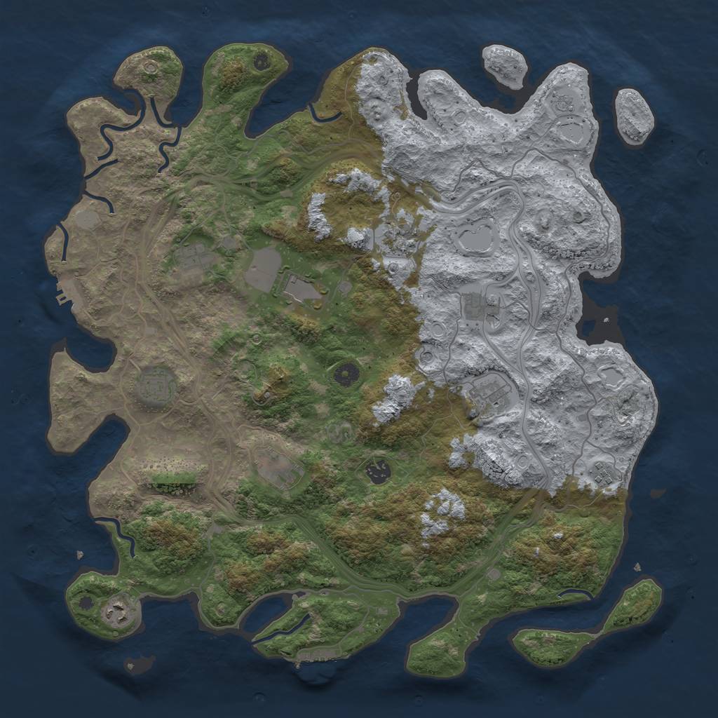 Rust Map: Procedural Map, Size: 4500, Seed: 53450891, 17 Monuments