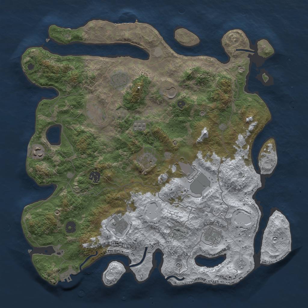 Rust Map: Procedural Map, Size: 4000, Seed: 6842, 19 Monuments