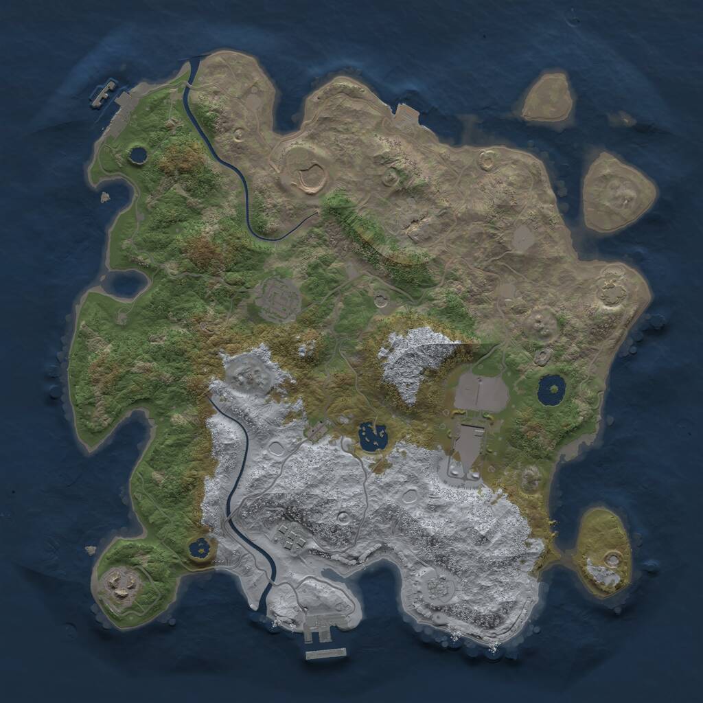 Rust Map: Procedural Map, Size: 3500, Seed: 73691049, 12 Monuments