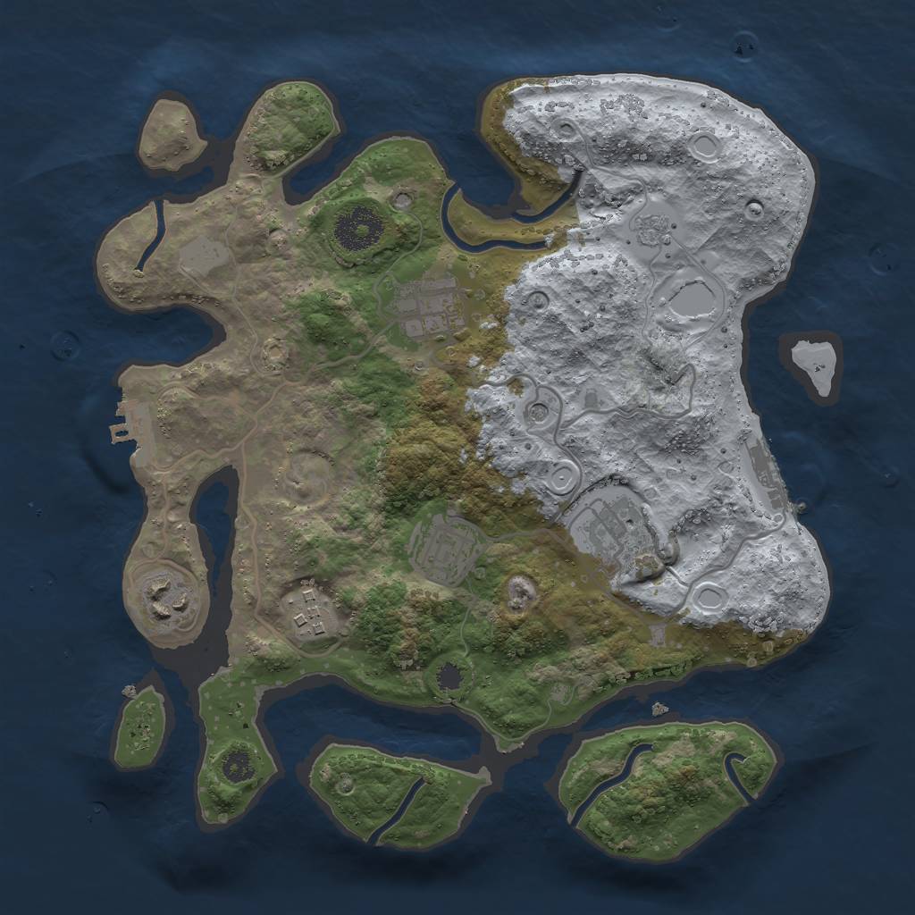 Rust Map: Procedural Map, Size: 3000, Seed: 581670740, 12 Monuments