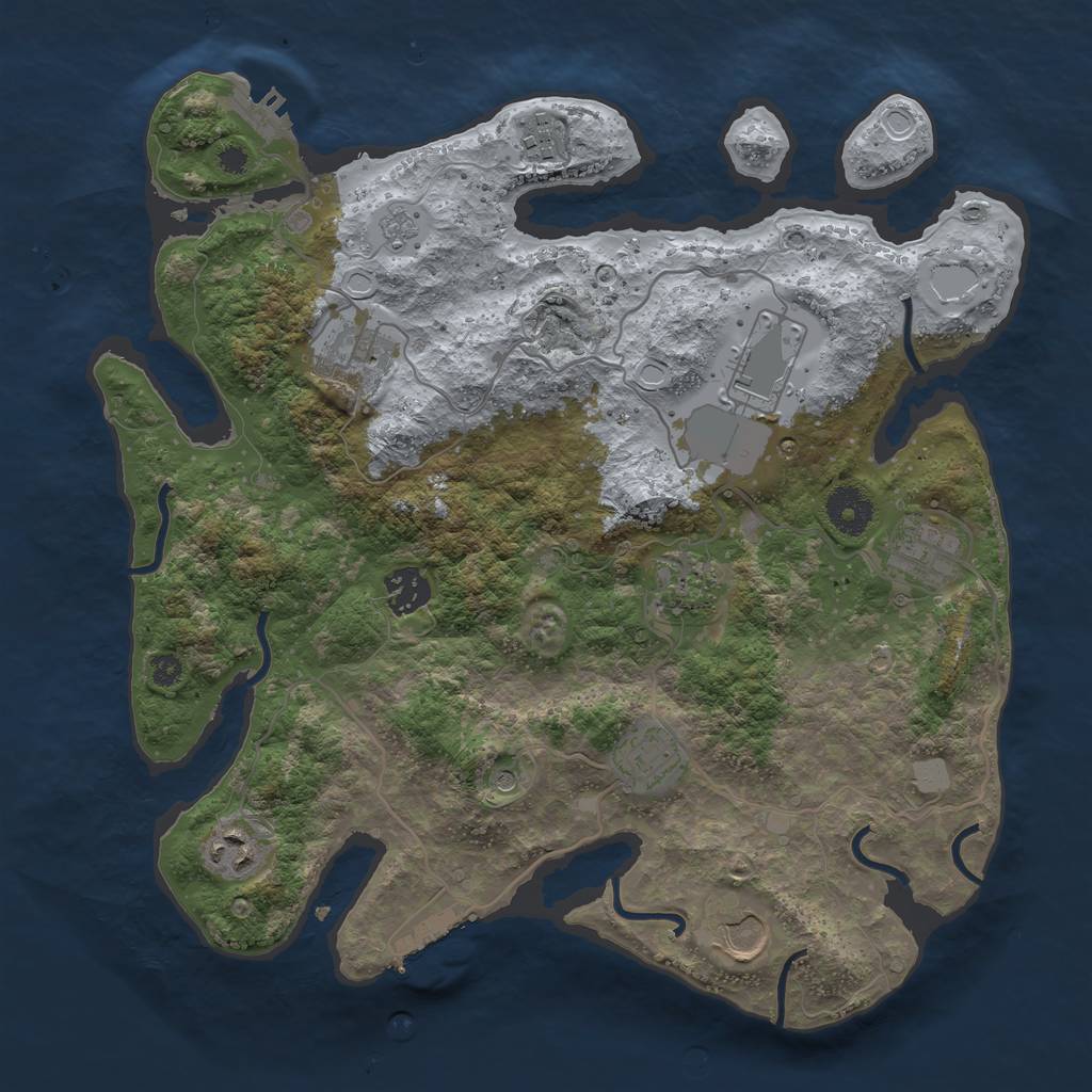 Rust Map: Procedural Map, Size: 3500, Seed: 694324838, 18 Monuments