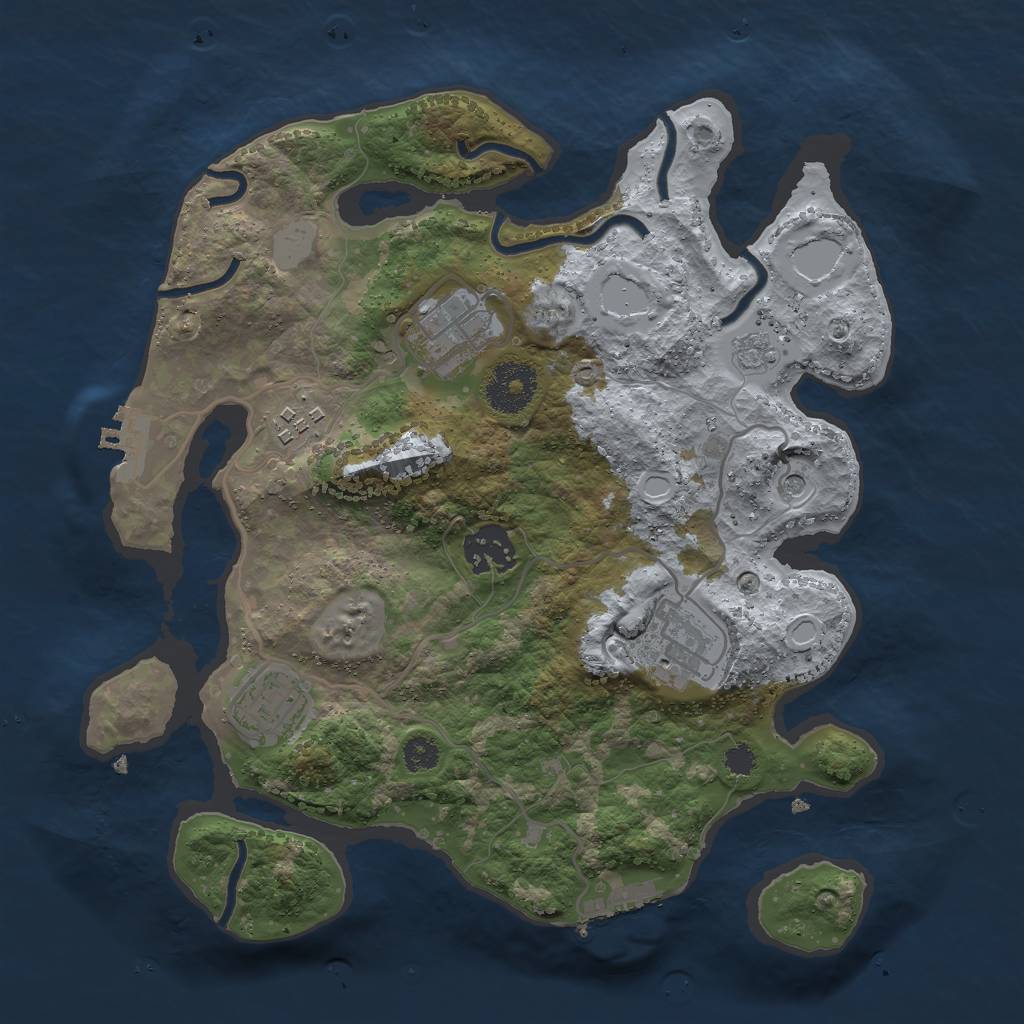 Rust Map: Procedural Map, Size: 3000, Seed: 3332, 14 Monuments