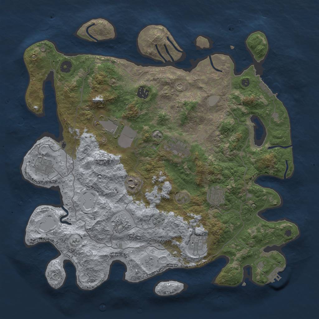 Rust Map: Procedural Map, Size: 4000, Seed: 264487490, 18 Monuments