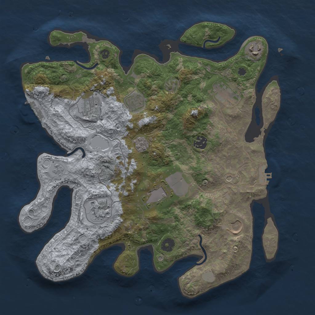 Rust Map: Procedural Map, Size: 3500, Seed: 1273, 18 Monuments