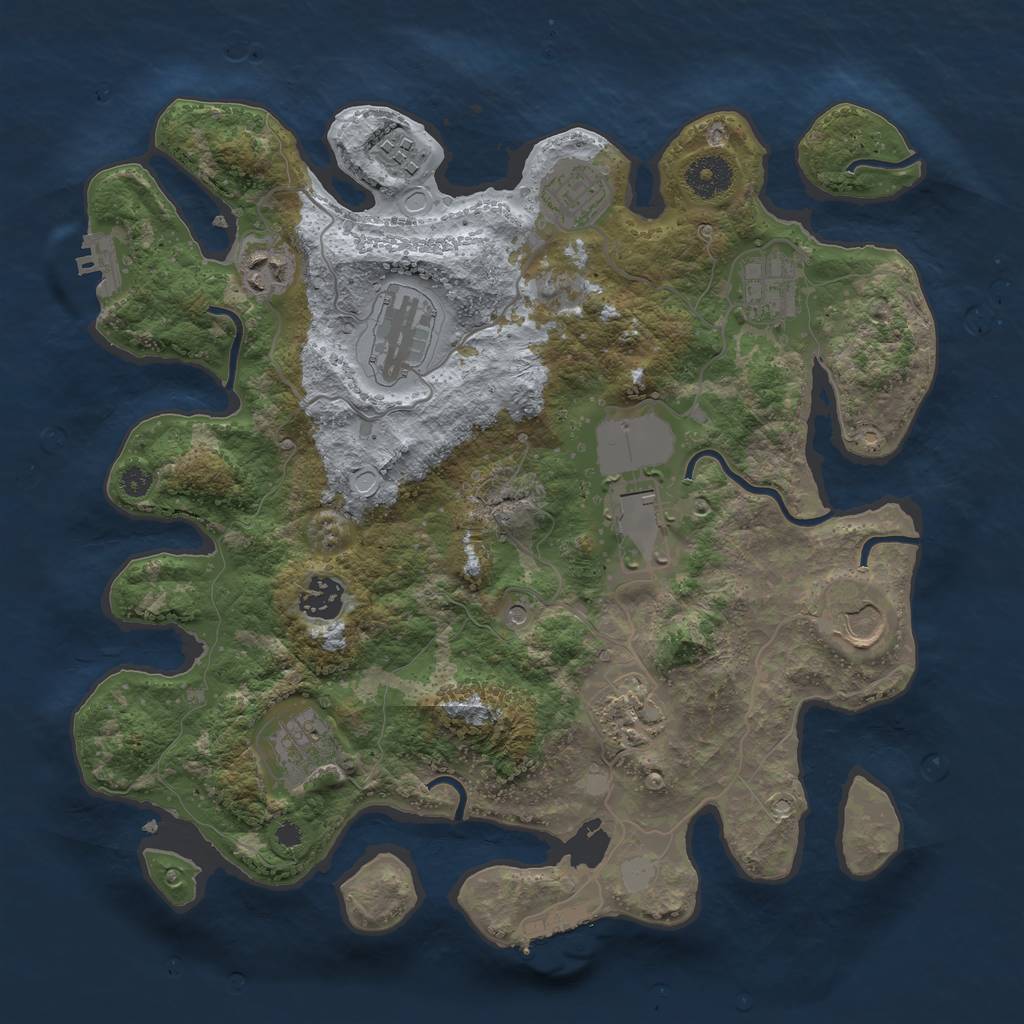 Rust Map: Procedural Map, Size: 3500, Seed: 19148163, 16 Monuments