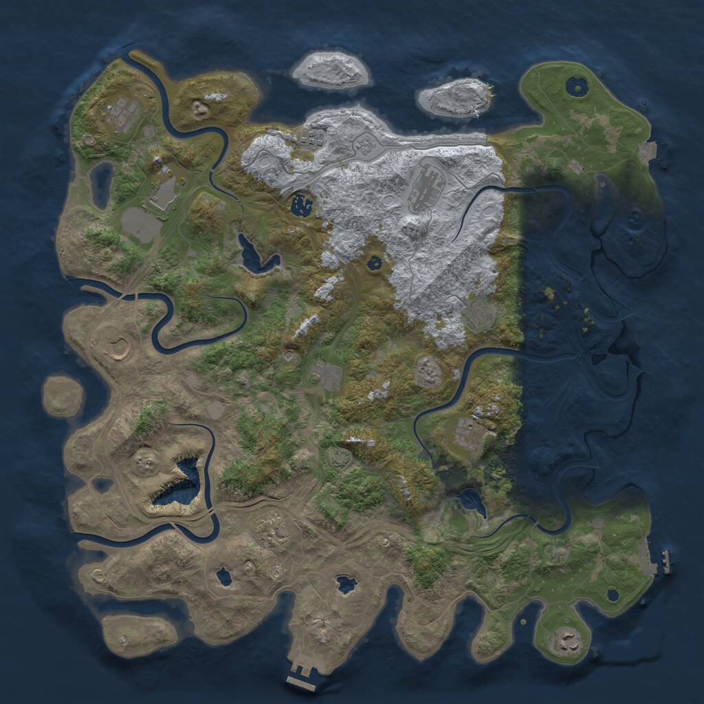 Rust Map: Procedural Map, Size: 4800, Seed: 2130773007, 17 Monuments