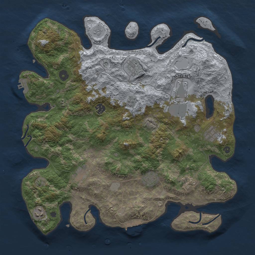 Rust Map: Procedural Map, Size: 3800, Seed: 1781586230, 18 Monuments