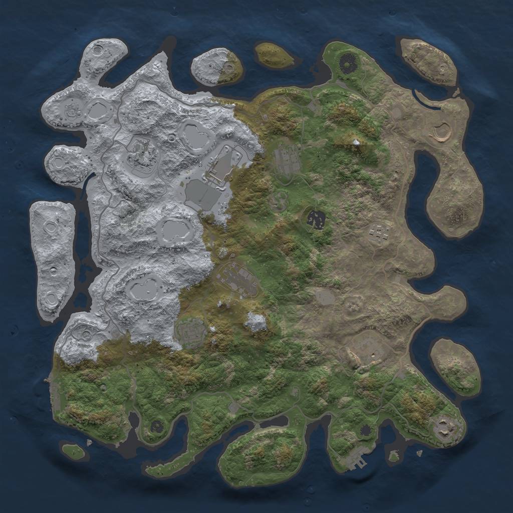 Rust Map: Procedural Map, Size: 4000, Seed: 1793751286, 19 Monuments