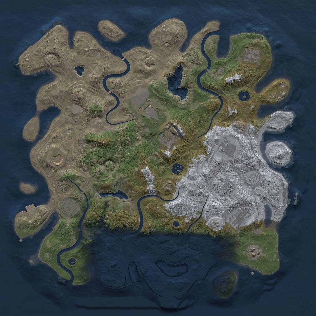 Rust Map: Procedural Map, Size: 4250, Seed: 2014678713, 16 Monuments