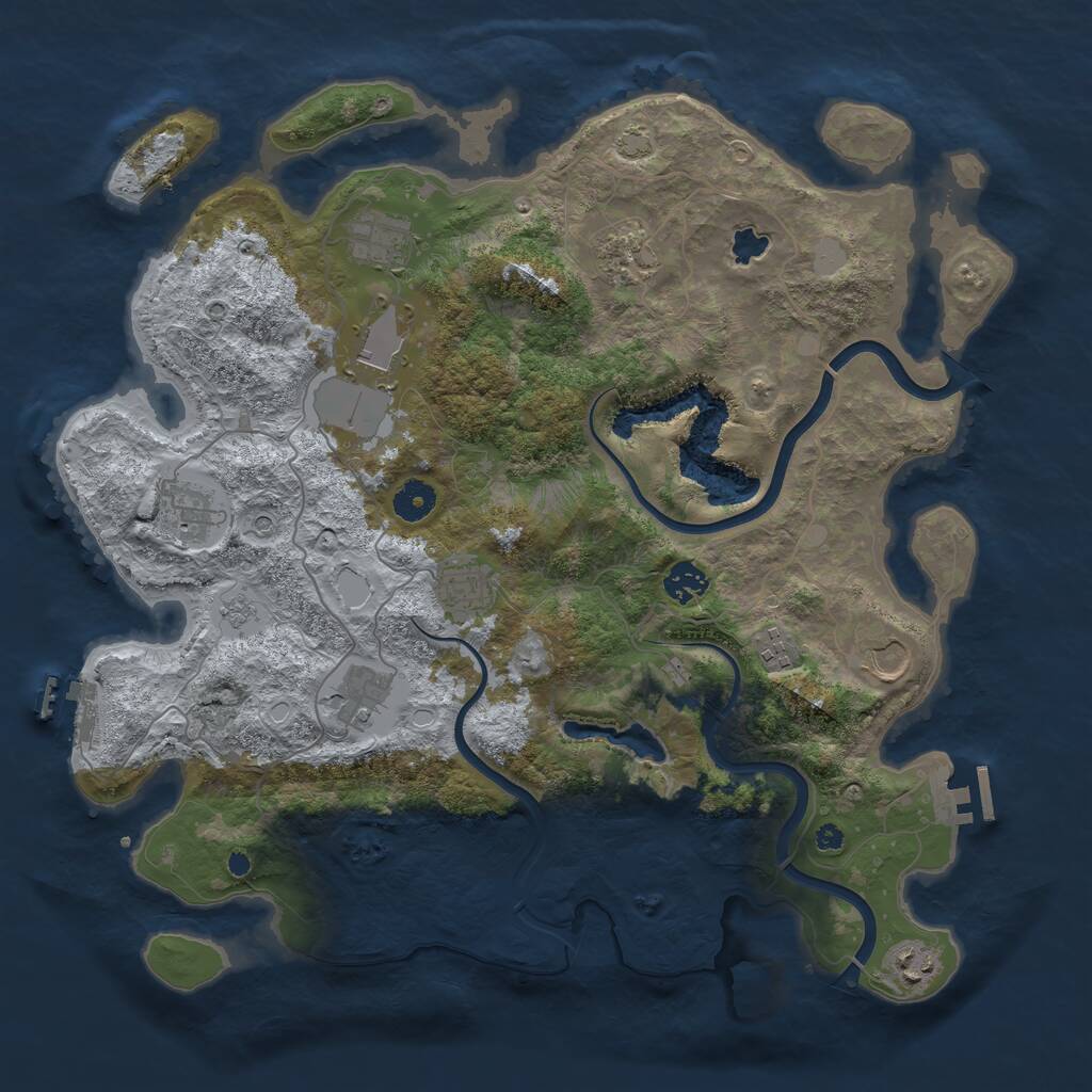 Rust Map: Procedural Map, Size: 4000, Seed: 575246758, 16 Monuments