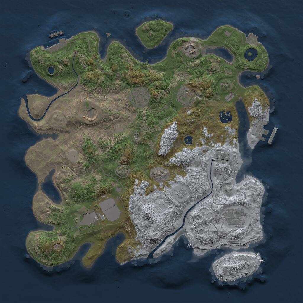 Rust Map: Procedural Map, Size: 3500, Seed: 1480630833, 14 Monuments