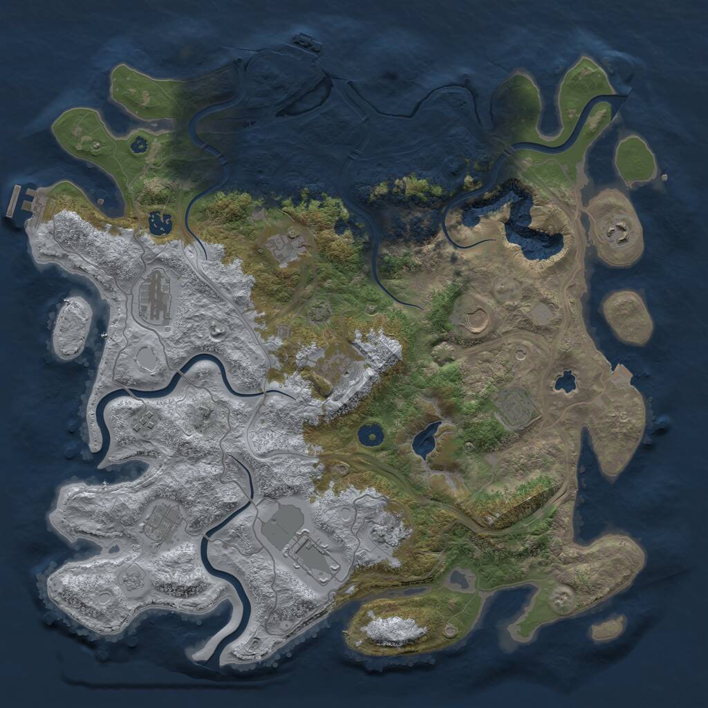 Rust Map: Procedural Map, Size: 4300, Seed: 1123483265, 17 Monuments