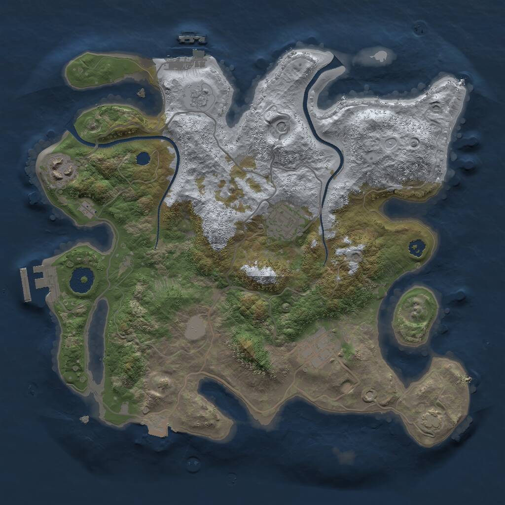Rust Map: Procedural Map, Size: 3000, Seed: 4632, 9 Monuments