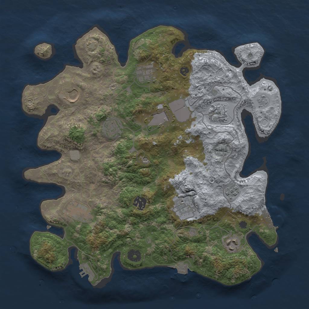 Rust Map: Procedural Map, Size: 3500, Seed: 1817091986, 18 Monuments