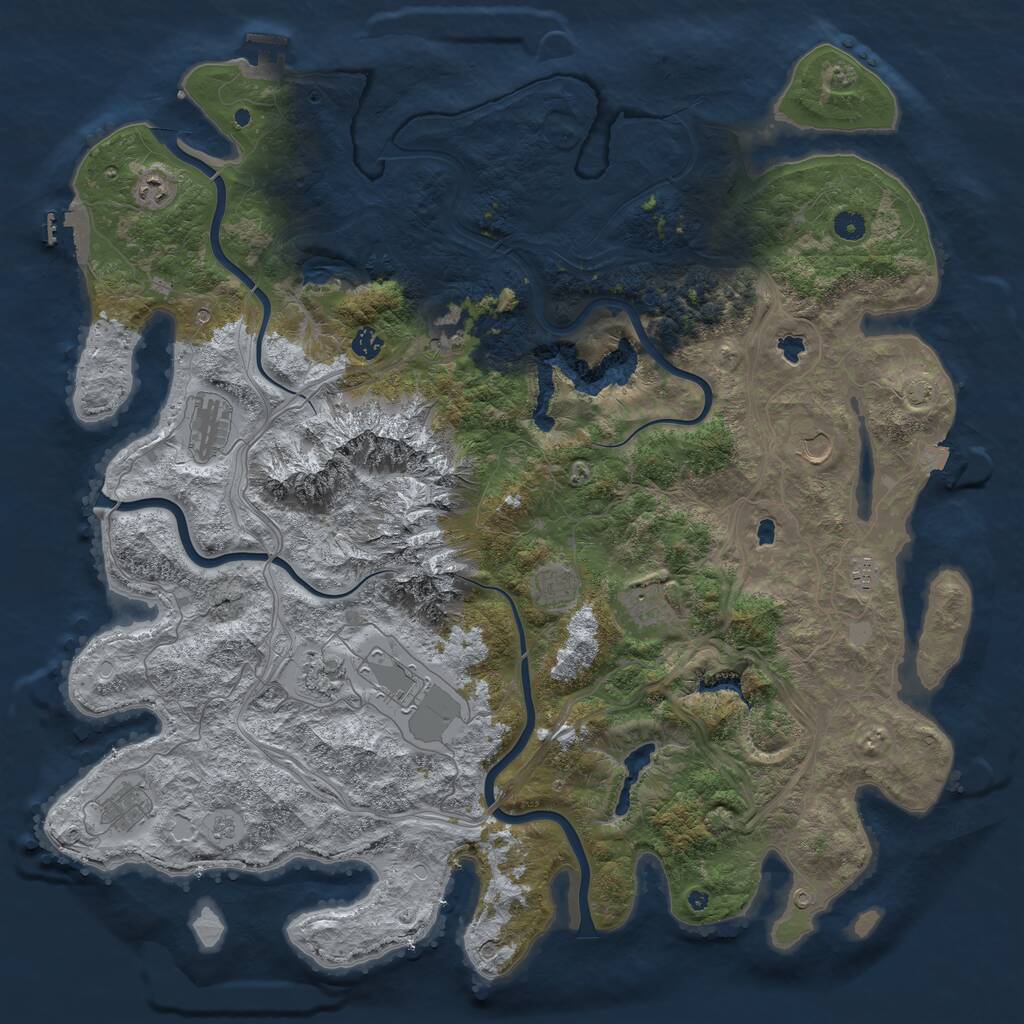 Rust Map: Procedural Map, Size: 5000, Seed: 32, 17 Monuments