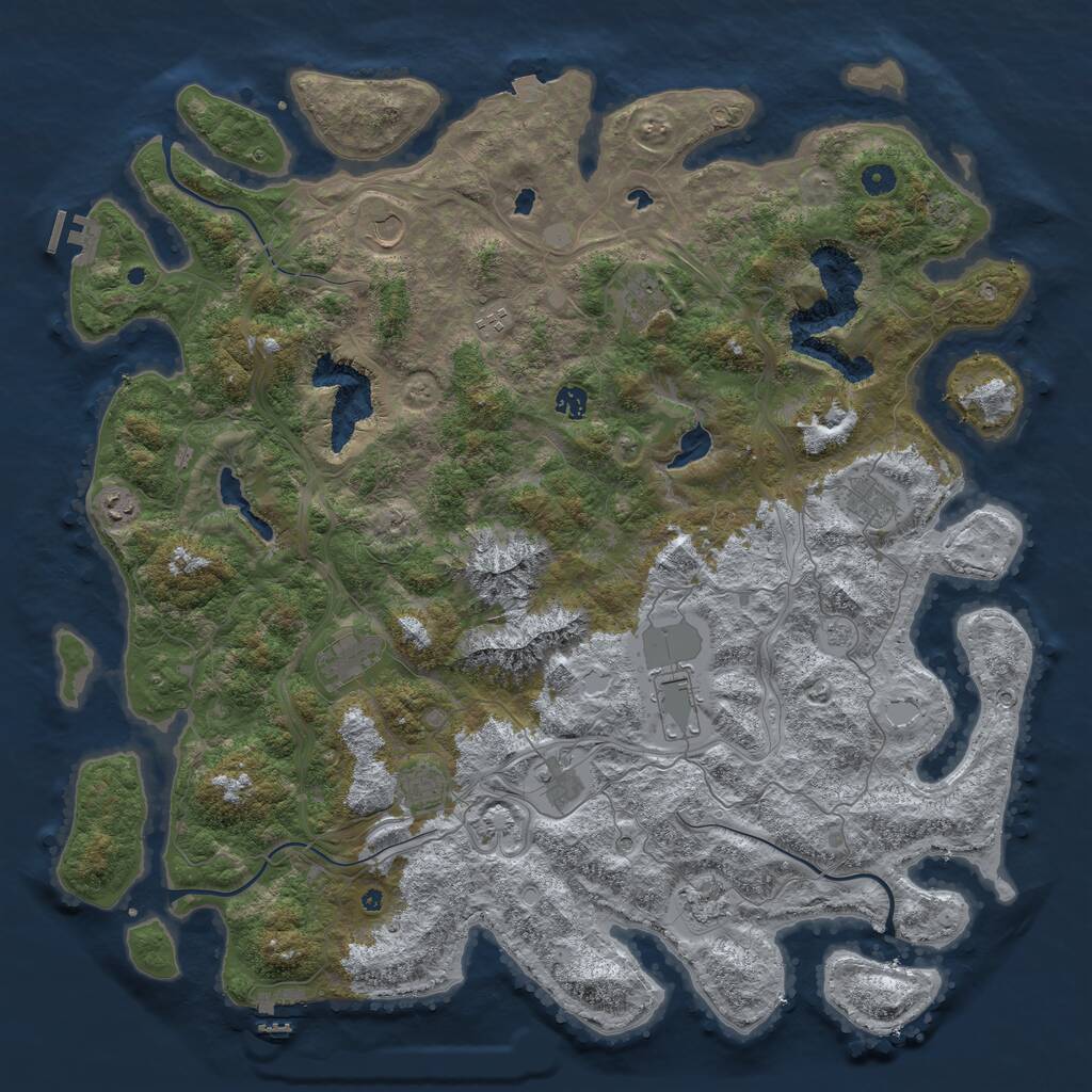 Rust Map: Procedural Map, Size: 5000, Seed: 58324, 17 Monuments