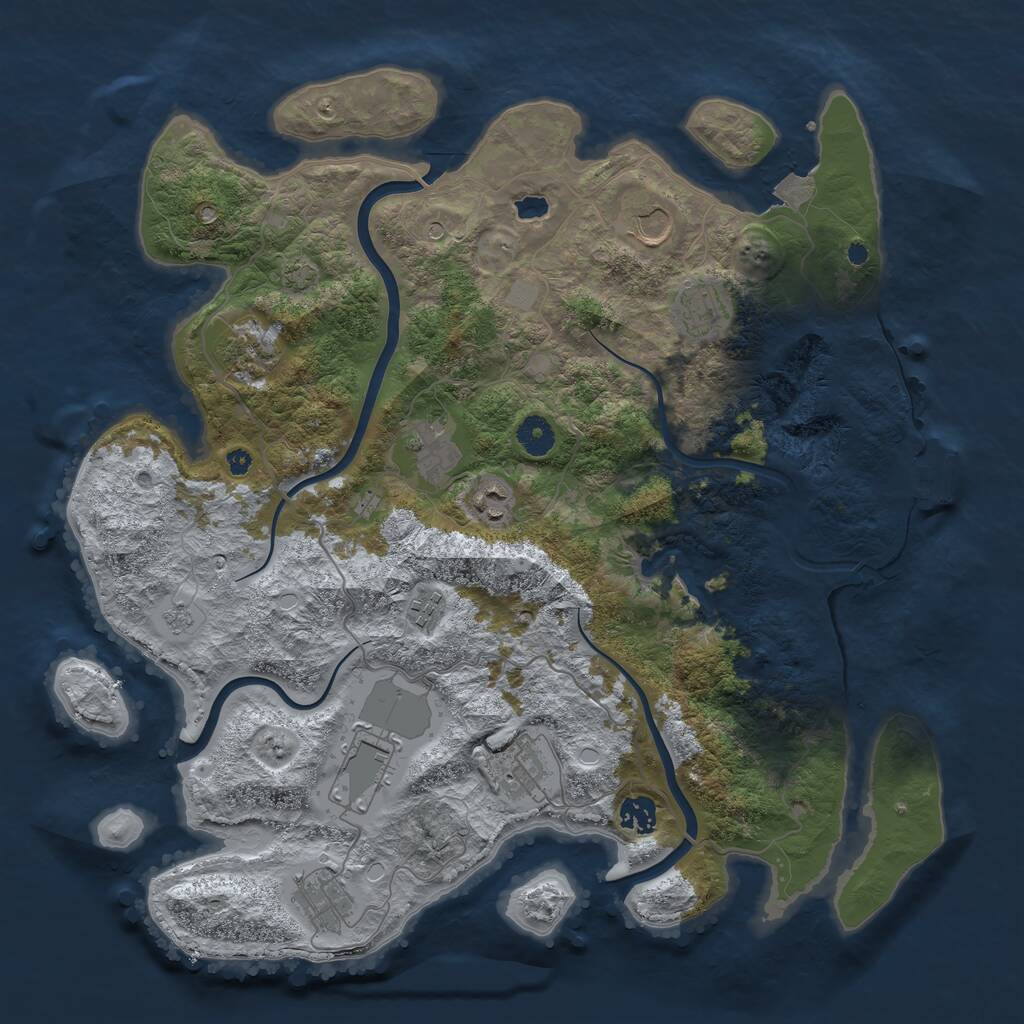 Rust Map: Procedural Map, Size: 4050, Seed: 2082187517, 15 Monuments