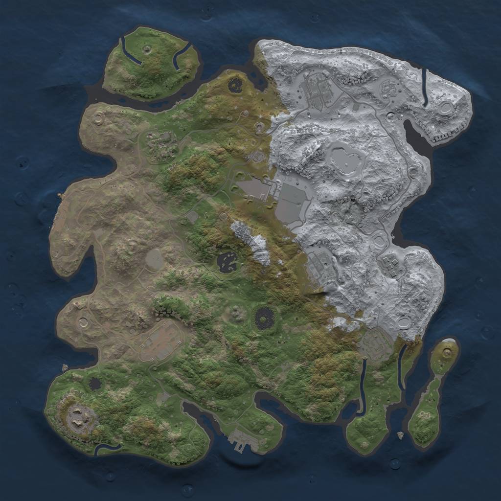 Rust Map: Procedural Map, Size: 3500, Seed: 6008766, 18 Monuments