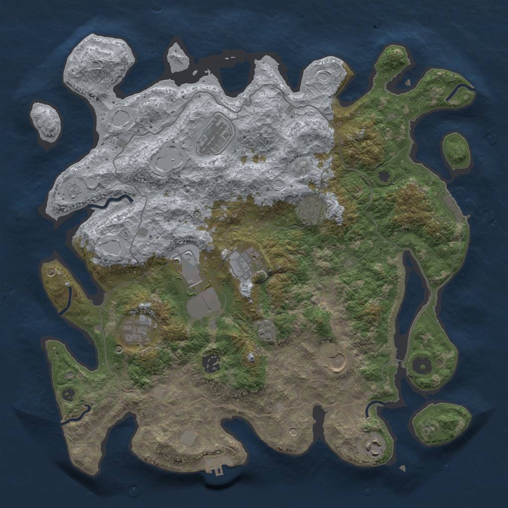 Rust Map: Procedural Map, Size: 4000, Seed: 37443, 18 Monuments