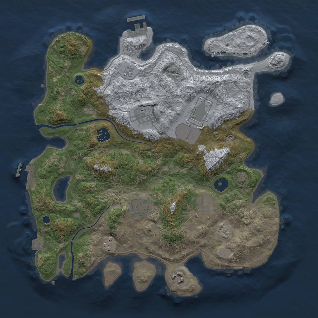 Rust Map: Procedural Map, Size: 3500, Seed: 1507452587, 12 Monuments