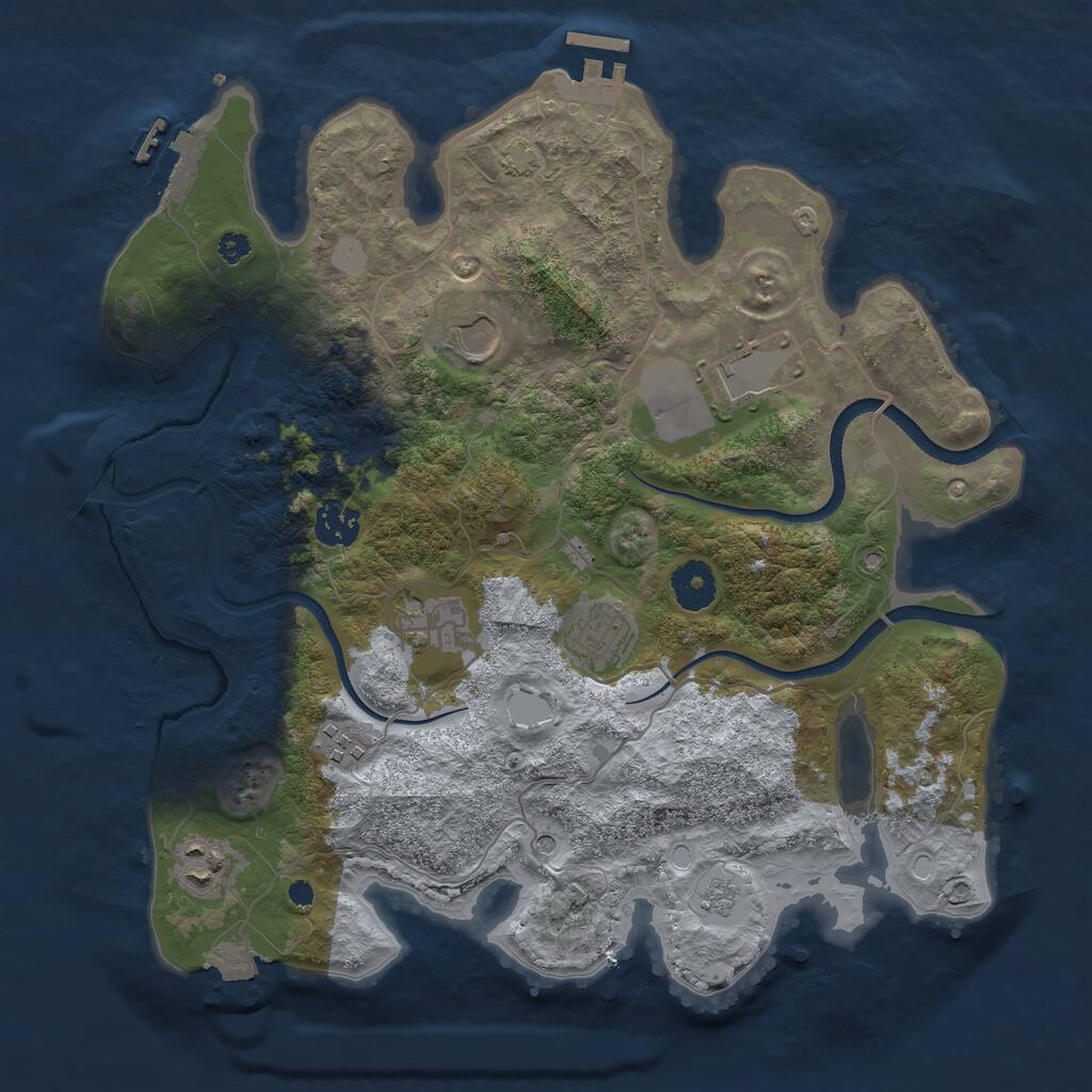 Rust Map: Procedural Map, Size: 3500, Seed: 1216342867, 13 Monuments