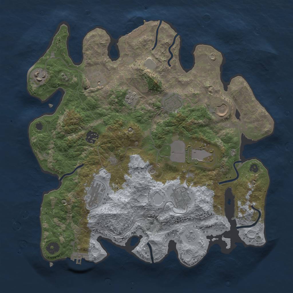 Rust Map: Procedural Map, Size: 3500, Seed: 1216342867, 18 Monuments