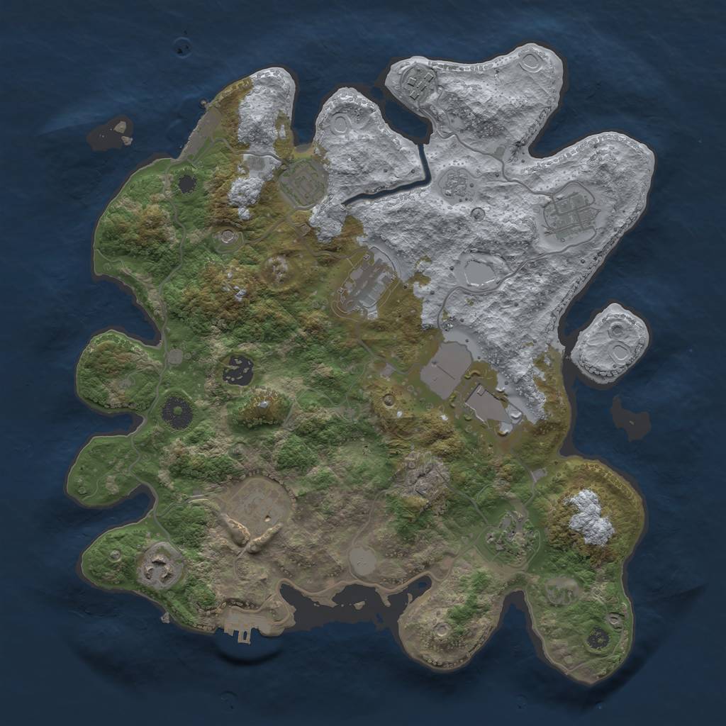 Rust Map: Procedural Map, Size: 3500, Seed: 1892528158, 18 Monuments