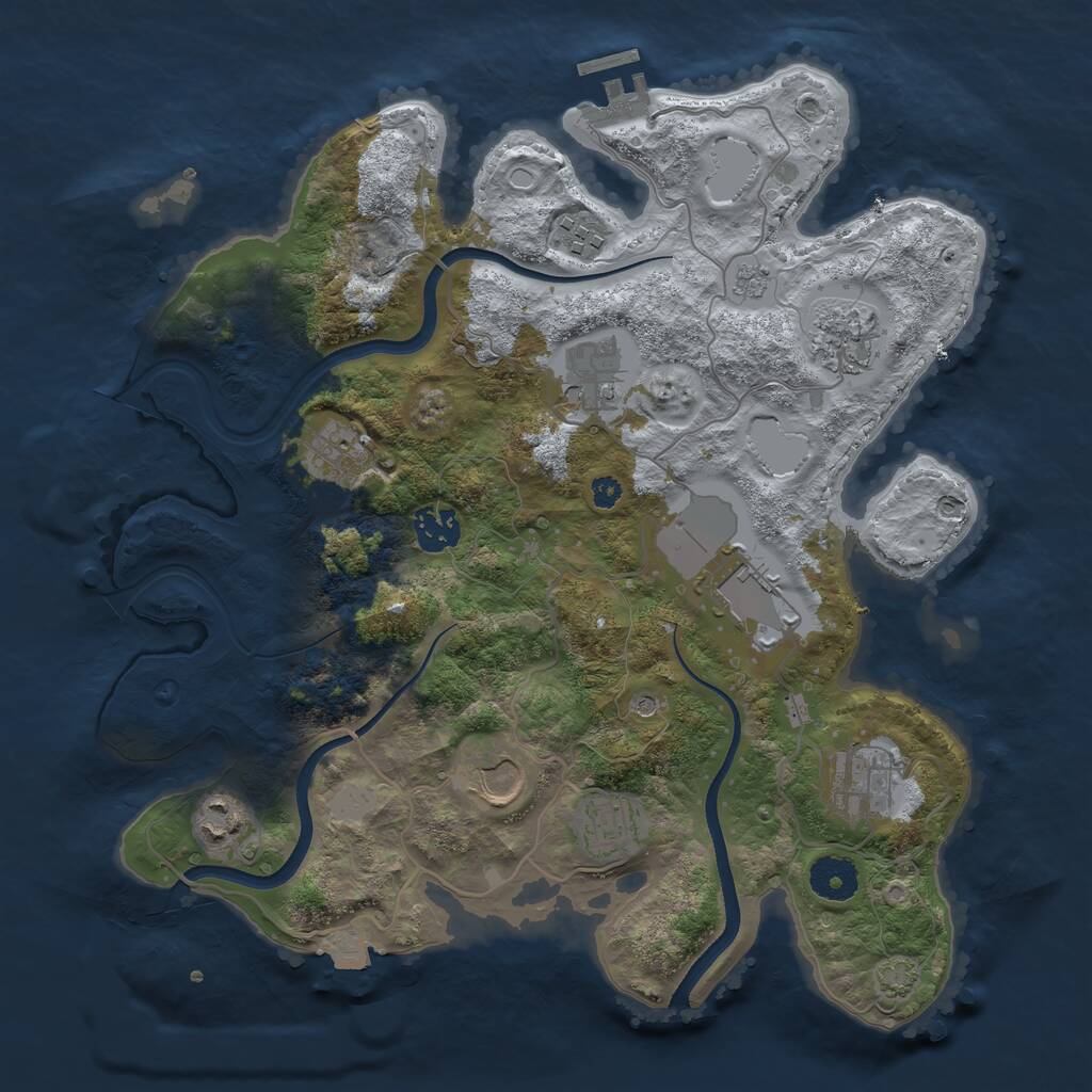 Rust Map: Procedural Map, Size: 3500, Seed: 1892528158, 15 Monuments