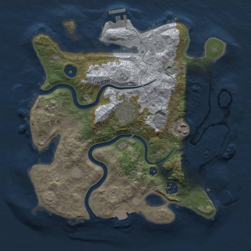 Rust Map: Procedural Map, Size: 3000, Seed: 487510429, 10 Monuments