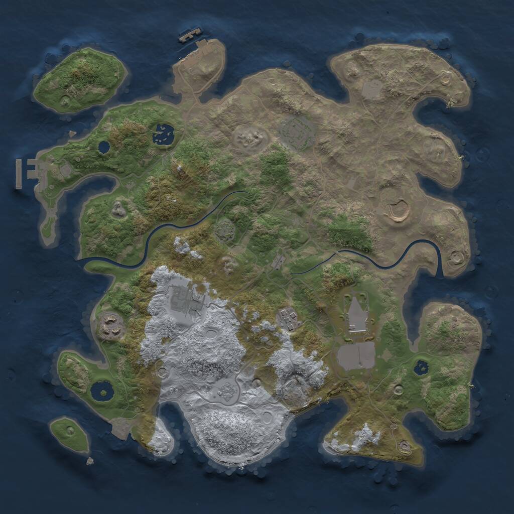 Rust Map: Procedural Map, Size: 3500, Seed: 542128047, 13 Monuments