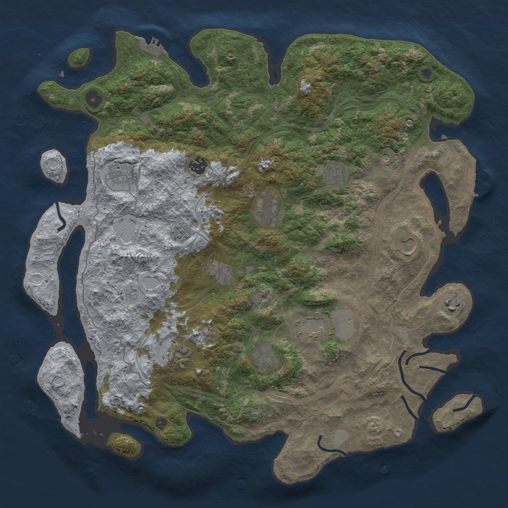 Rust Map: Procedural Map, Size: 4500, Seed: 2007, 20 Monuments