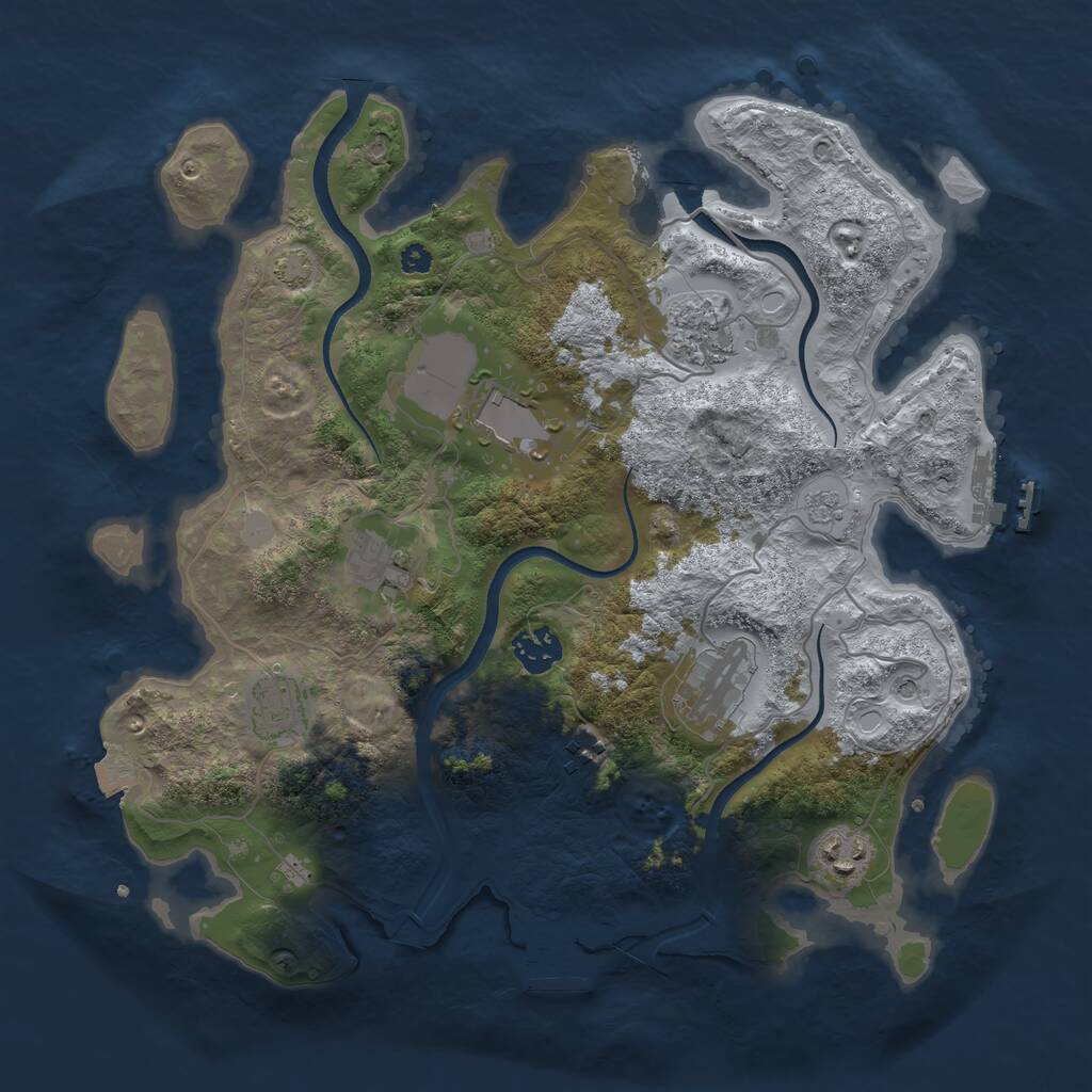 Rust Map: Procedural Map, Size: 3500, Seed: 3727624, 14 Monuments
